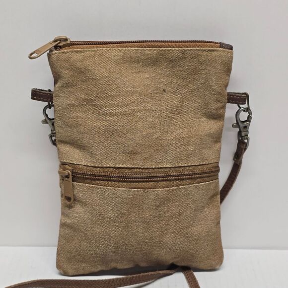 Mona B. USA Postage Stamp Vintage Look Distressed Cowgirl Crossbody Rustic Bag - Picture 3 of 9